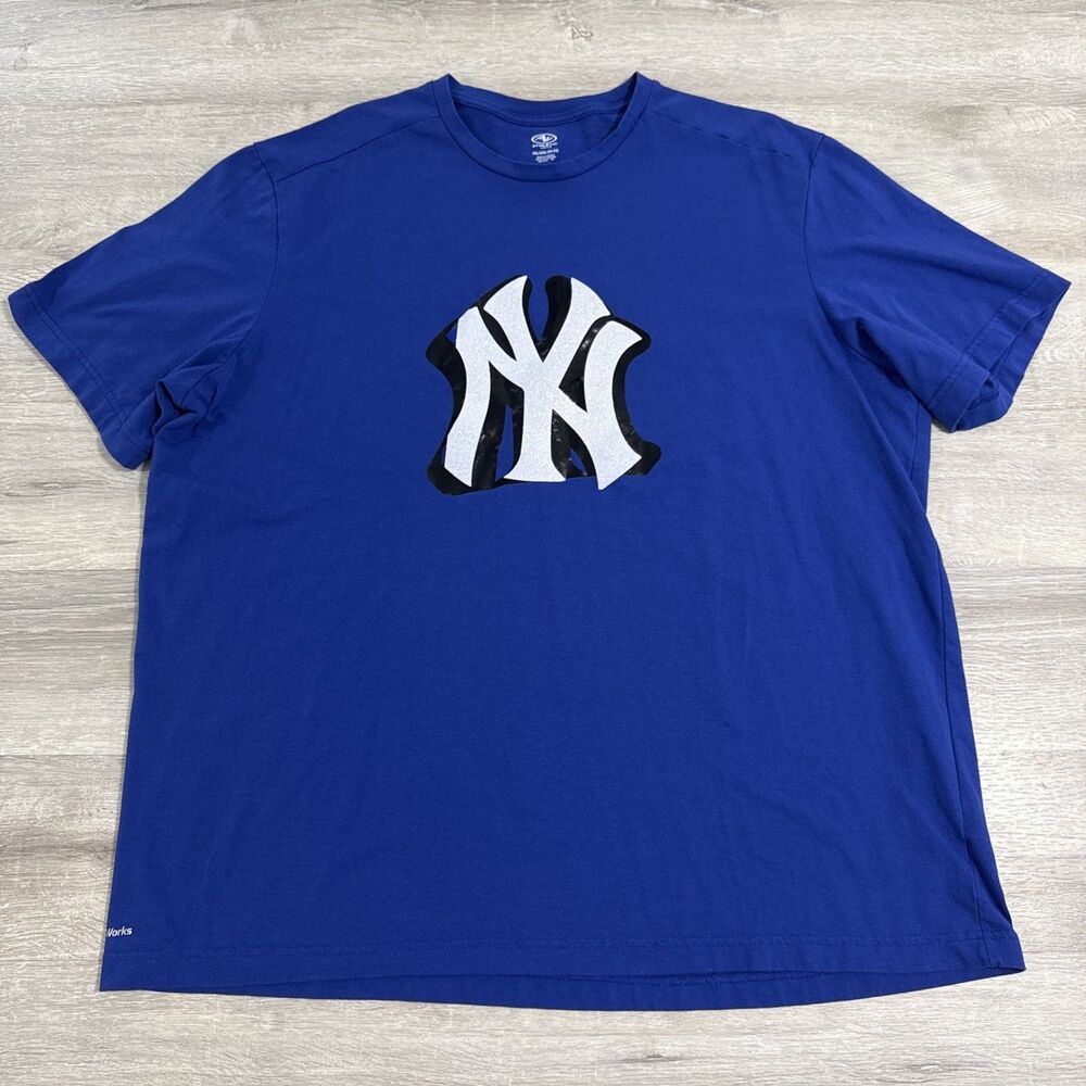 New York Yankees Shirt Athletic Works DriWorks Men's Blue 2XL Stretch